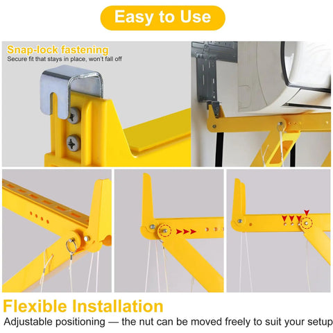 Heavy Duty Mini Split Wall Mount Bracket With Built In Level shown with snap-lock fastening and flexible installation options.