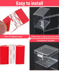 Installation guide of Dope Self Adhesive Clear Acrylic Hinges Pack of 16 for DIY Boxes and Display Stands, red transparent tape