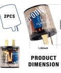 2 Pack 12V Heavy Duty Turn Signal Relay Two Prong Round Automotive Flasher dimensions product image