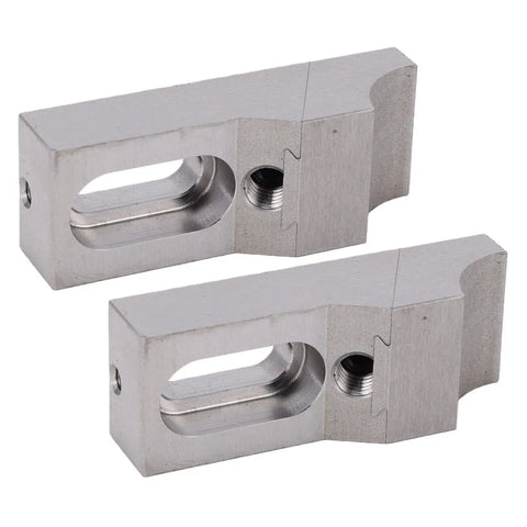 Heavy Duty Generic Side Clamp Vise 2 Pack Low Profile Design With Solid S136H Die Steel Construction For Precision CNC Milling and Full Surface Machining Jobs That Need Serious Grip And Durability Without The Bulk, showing two compact steel vises.