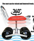 Rolling Garden Bench Seat With Wheels Foldable Cart Stool For Patio And Yard Red Two Wheels Steerable Height Adjustable