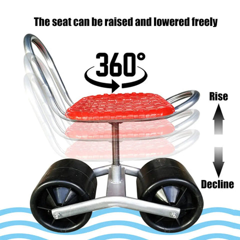 Rolling Garden Bench Seat With Wheels Foldable Cart Stool For Patio And Yard Red Two Wheels Steerable Height Adjustable