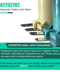 242252702 Refrigerator Water Inlet Valve Replacement For Frigidaire Kenmore Models With Plug And Play Install Durable Build Precise Water Flow And Broad Compatibility With Electrolux Crosley Kelvinator Westinghouse And More, beige and blue valve close-up