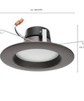 Color Selectable LED Downlight Retrofit Kit For Recessed 5 To 6 Inch Can Lights 9W Dimmable 120V Bronze Finish Aluminum Housing