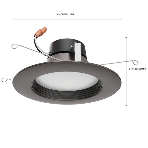 Color Selectable LED Downlight Retrofit Kit For Recessed 5 To 6 Inch Can Lights 9W Dimmable 120V Bronze Finish Aluminum Housing