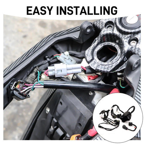 Full Main Wiring Harness Assembly For Sur Ron Light Bee X S Powersport installation view with cable connection close-up