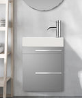 Compact 16 Inch Bathroom Vanity Sink Combo For Small Spaces Wall Mounted Cabinet Set With Chrome Faucet Pop Up Drain U Shape Drain