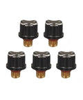 Five Pack Short Back Caps For TIG Welding Torch WP9 WP20 WP25 Consumables Parts Secure Fit Perfect Replacement Set Ready To Rock displayed.