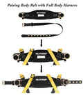 Tongue Buckle Body Belt With Waist Pad And Dual Side D Rings Safety Harness for work positioning and restraint, assembly view.