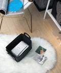 Hassle Free Big Time Foldable Cotton Storage Basket With Smooth Braided Handles Easy Slide Shelf Cube Tote for organizing magazines.