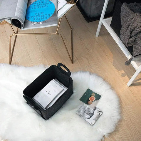 Hassle Free Big Time Foldable Cotton Storage Basket With Smooth Braided Handles Easy Slide Shelf Cube Tote for organizing magazines.