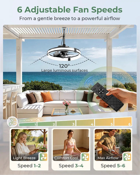 20 Inch Outdoor Ceiling Fan With Integrated Led Lamp And Smart Remote Control Packs Hella Rugged IP65 Shield For Porch Or Gazebo 6 adjustable fan speeds