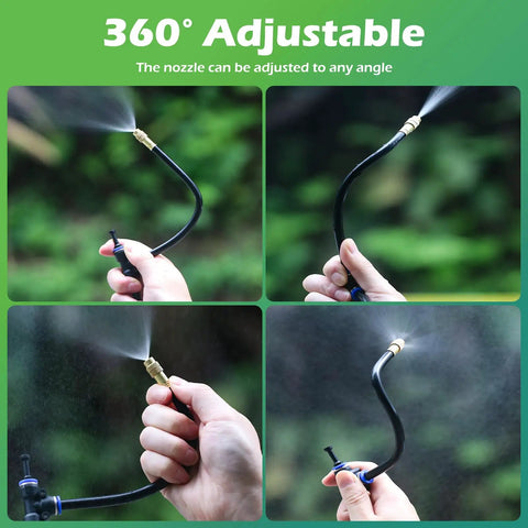 Hand adjusting nozzle of 66 Ft Drip Irrigation Kit with Dope 20 Piece 360 Degree Adjustable Misting Nozzles and 0.3 Inch Hose