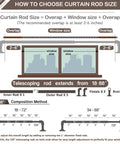 Diagram showing Industrial Pipe Curtain Rod Kit 18 To 88 Inch Adjustable 1 Inch Diameter Wrap Around Metal Window Treatment Rods