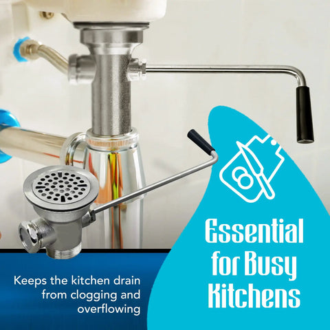 Must-Have 3.5 Inch Sink Drain Valve With Twist Handle in commercial kitchen, showing open-close mechanism.