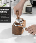 Wooden Espresso Tamper Holder Station With 3 Slots For Tampers And Portafilter, Anti Slip Bottom, Dark Walnut Finish