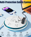 All In One Dope Surge Protector Power Strip With Smart Design 4 Feet Flat Extension Cord 6 Outlets And 3 USB Quick Charge Ports EMI RFI Filter Space Saving Home Office UL Listed in use on desk