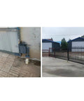 Slick Glide 4 Inch Retractable Factory Door Caster Nylon Spring Shock Absorbing Wheel installed with fence and gate.