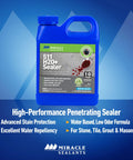 511 H2O Plus Water Based Penetrating Sealer for Countertops Stone Tile and Grout Indoor Outdoor Odorless Stain Proof Protection Quart Size bottle