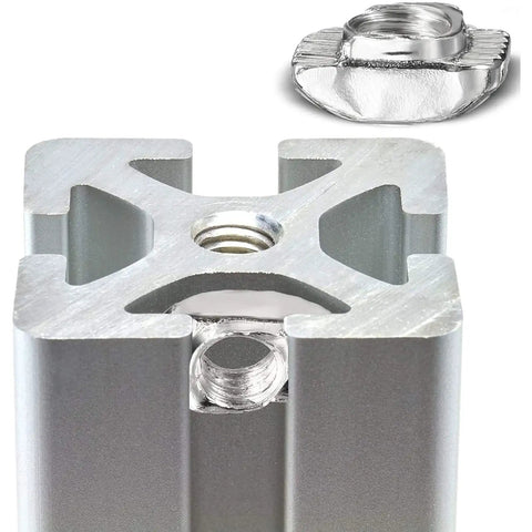 100 Pcs M8 T Slot Nuts Hammer Head Fasteners For 4040 Aluminum Profiles Nickel Plated Carbon Steel Rust Resistant Close-Up