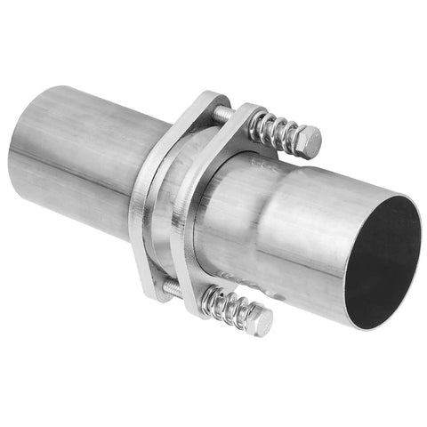 Hella Solid Stainless Steel Flange Repair Pipe Kit With Spring Screw Quick Fix Universal 2.75 In Id To 2.75 In Od Exhaust Fix showing pipe with clamps.