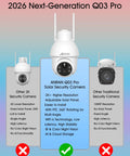Comparison between ANRAN Q03 Pro Solar Security Camera and other models, highlighting 2K resolution, 360 pan tilt, and color night vision.