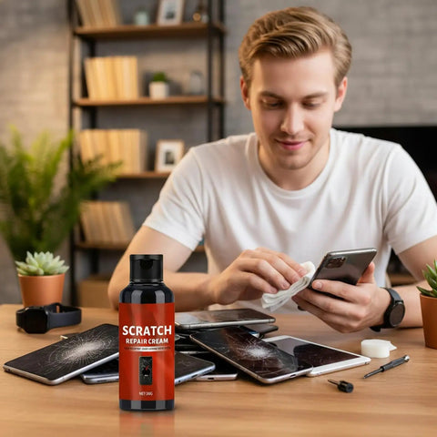 Phone Screen Scratch Remover Kit With Slick Gentle Polishing Cream For Glass And Metal Surfaces Safe For Daily Use Quick Fix For Your Smartphones Eyewear And Other Gadgets