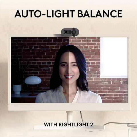 Straight Up Full HD 1080P Business Webcam With Intelligent Auto Light Tuning For Razor Sharp Virtual Meetings showing light balance results.