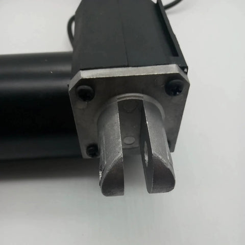 Close-up of Heavy Duty Electric Linear Actuator Tubular Motor showing metal connector, 150mm travel for furniture upgrades.