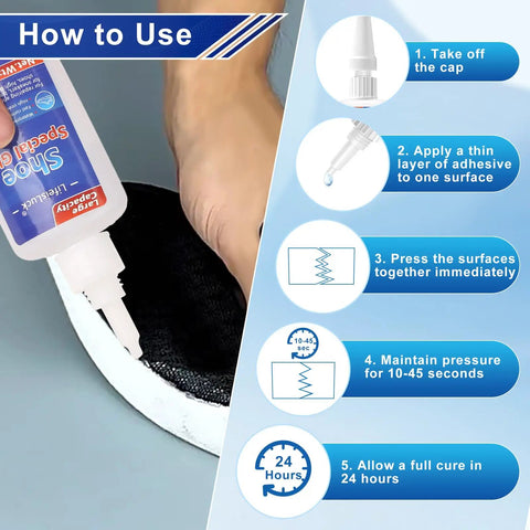 Applying 50G Quick Dry Shoe Glue Heavy Duty Repair Adhesive For Boots And Sneakers Clear Waterproof Glue For Rubber Soles Heels