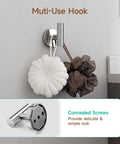 Polished Chrome 4 Piece Bathroom Hardware Set Stainless SUS304 Wall Mounted Includes 24 Inch Towel Bar Toilet Paper Holder Towel Ring And Robe Hook Durable Modern Bath Accessories Easy Install showing multi-use hook with sponges
