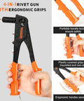 Heavy Duty Pop Rivet Gun Kit With 200 Rivets And 4 Interchangeable Nosepieces For Metalwork Auto Body Gutters And DIY Projects
