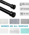 No Sectional Assembly Tension Curtain Rod 56 To 104 Inches 1 Inch Diameter Adjustable Shower Rod for Bathroom Windows No Drilling No Rust Black