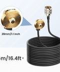 Three Quarter Inch Hole Mount NMO L Bracket Kit With 16 Foot RG58 Coax Cable showing coiled cable and connectors