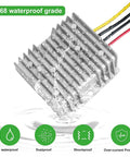 Rugged 12V Buck Converter Regulator Module From 18V To 60V Input Waterproof IP68 240W 20A Output fully submerged showing IP68 rating