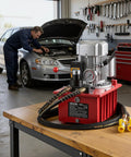 Beefed Up Electric Hydraulic Pump Power Pack 750W 120V 10000 PSI Max 8 LPM Flow Double Acting Unit in a mechanic shop