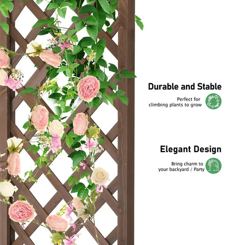 7Ft Wooden Garden Arch Wedding Backdrop Stand For Ceremony with flowers on lattice, durable solid wood with metal joints