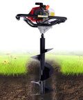 Workhorse Gas Powered Post Hole Digger For Fence Posts And Tree Planting With 63cc Two Stroke Engine, 12 Inch Drill Bit