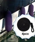 Four Piece Boat Mooring Lines Set Made From Marine Grade PP With Fray Resistant Eye Loop Ties Heavy Duty Docking Ropes