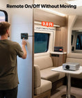 Man using remote control for 1500W Pure Sine Wave Power Inverter Transforms 12V Dc Into 120V Ac For Rv Trucks With Remote Control Usb Type C Fast Charge Ports Engineered To Crank Out Sweet Power On Long Rides.