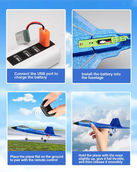 F22 RC Airplane Beginner Friendly Easy To Fly 2.4GHz Remote Control Fighter Jet With Gyro Stabilizer and instructions