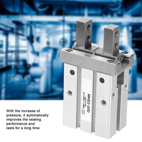 Front view of 20mm Bore Air Gripper Pneumatic Cylinder, Parallel Style Aluminum Alloy Body for automated industrial systems