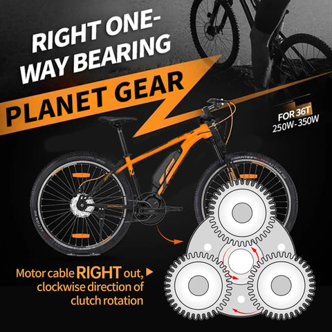 Internal Clutch Ebike Motor With Gears Kit for 250W 350W 500W Hub Motors, 3 Nylon Wheels, Easy Install Electric Bicycle Accessory, Matches 500W Power Ready