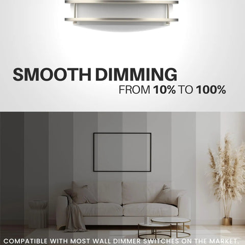 Energy Efficient Led Ceiling Light Flush Mount Dimmable With 5 In 1 Cct Selectable 12 Inch Brushed Nickel Fixture Living Room