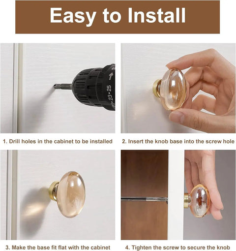 Installation steps for 8 Pack Polished Chrome Crystal Glass Cabinet Knobs Oval Drawer Pulls for Dresser Drawers Kitchen Cupboard