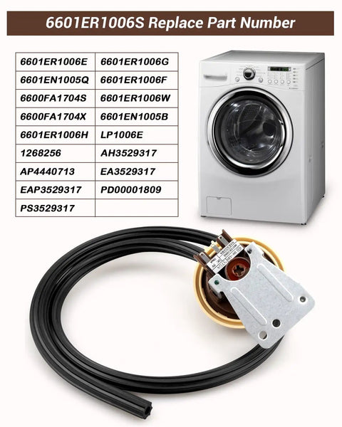 Washer Water Level Pressure Switch And Hose Assembly For LG Kenmore Sears Models Replace 6601ER1006E with washer and part list