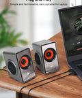 12W Mini Desktop Computer Speakers with Volume Control, USB Powered Sound Bar, 3.5mm AUX, connected to laptop, Model S206