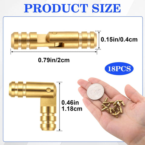 Brass Hidden Barrel Hinges 18 Pcs For Wood DIY Projects, Mini Cylinder Concealed Hinges 0.15x0.79 Inch shown with dimensions