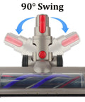 Quick Release Turbine Brush Cleaner Head For V15 V11 V10 V8 V7 Vacuums, showing 90-degree swing for maneuverability.