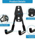 2 Pack Heavy Duty Garage Storage Utility Hooks for Tools and Garden Gear, Steel Wall Mount U Hooks Black, holds 40 lbs, front view